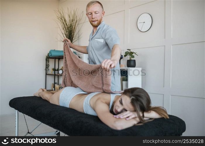 physiotherapy session with female patient