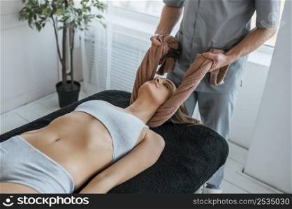 physiotherapy session with woman