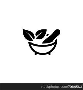 Phytotherapy Icon. Flat Design.. Phytotherapy Icon with Leaves. Flat Design. Isolated