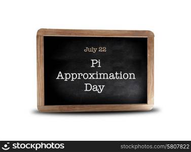 Pi Approximation Day on a blackboard