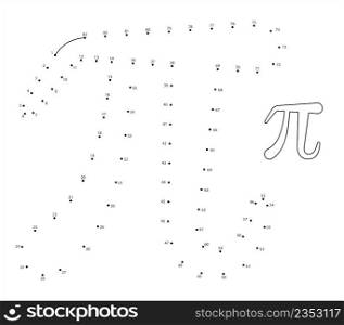 Pi Greek Letter Icon Dot To Dot, Pi Mathematical Symbol Vector Art Illustration