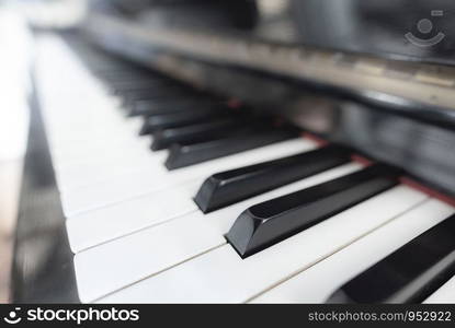 Piano keyboard background with selective focus