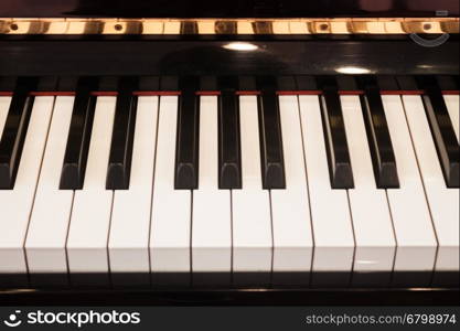 Piano keyboard with selective focus, stock photo