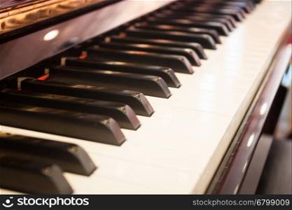 Piano keyboard with selective focus, stock photo