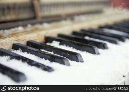 Piano Keys with Snow