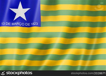 Piaui state flag, Brazil waving banner collection. 3D illustration. Piaui state flag, Brazil