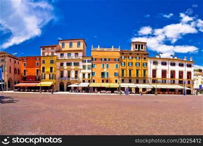 Piazza Bra square in Verona colorful view, landmark in Veneto region of Italy