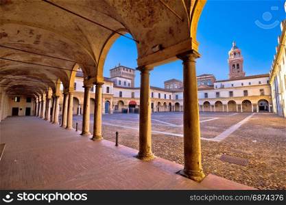 Piazza Castello in Mantova architecture view, European capital of culture and UNESCO world heritage site, Lombardy, Italy