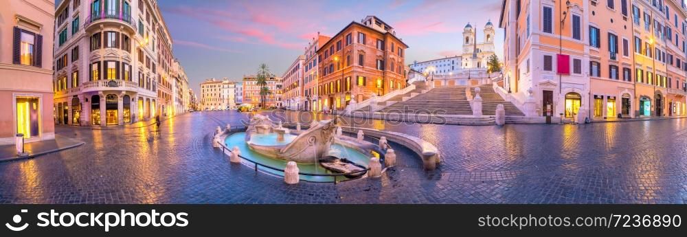 Piazza de spagna(Spanish Steps) in rome, italy at twilight