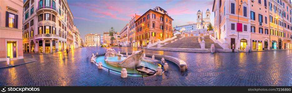 Piazza de spagna(Spanish Steps) in rome, italy at twilight