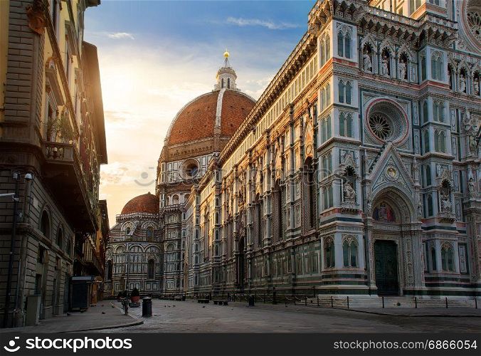 Piazza del Duomo and cathedral of Santa Maria del Fiore in Florence, Italy