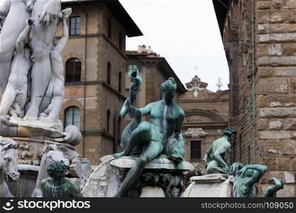 Piazza della Signoria in Florence, Italy; details