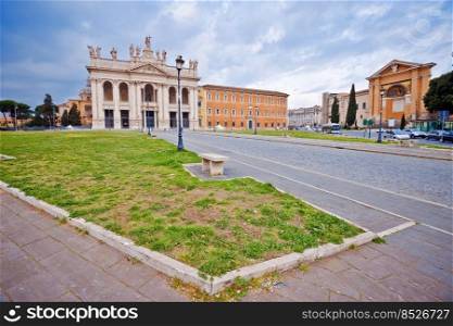 Piazza di San Giovanni in Laterano in Rome street view, eternal city and capital of Italy