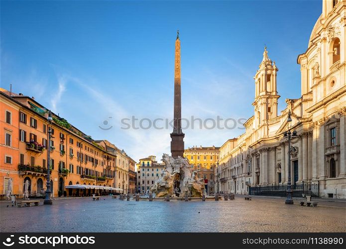 Piazza Navona and Fountain of Moor in the morning, Italy