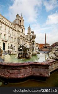 Piazza Navona Fountain, Rome, Italy.