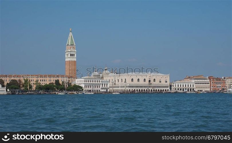 Piazza San Marco (meaning St Mark square) seen from San Marco basin in Venice, Italy