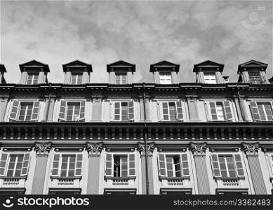 Piazza Statuto, Turin. Ancient neoclassical facade in Piazza Statuto, Torino (Turin), Italy