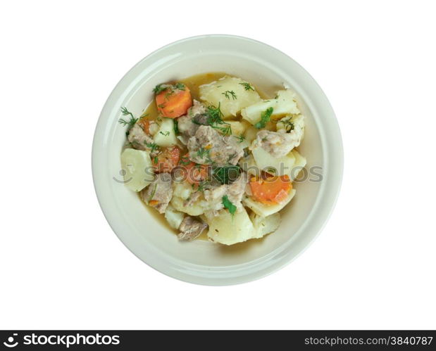 Pichelsteiner - German stew that contains several kinds of meat and vegetables.vegetables are added, which are usually potatoes, diced carrots and parsley,