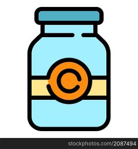 Pickled can icon. Outline pickled can vector icon color flat isolated. Pickled can icon color outline vector