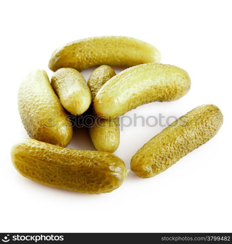 pickled cucumbers. Gherkins on a white background