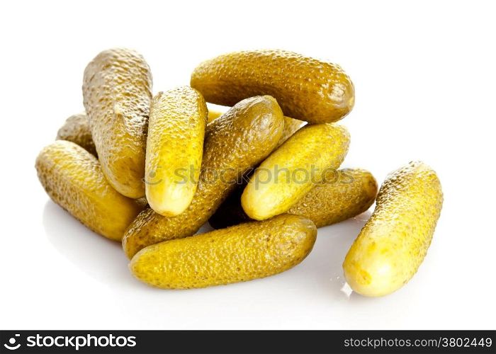 Pickled cucumbers Isolated on white