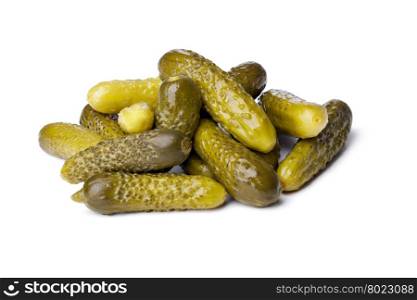 Pickled cucumbers. Pickled cucumbers on white background
