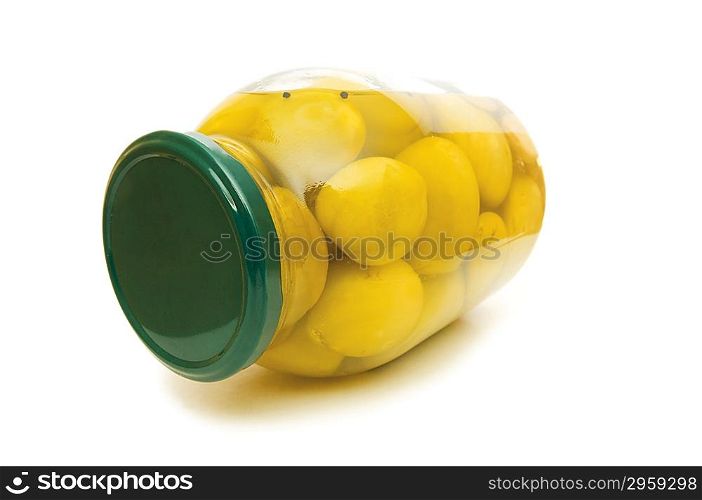 Pickled tomatoes isolated on the white background