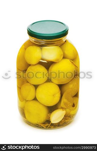 Pickled tomatoes isolated on the white background