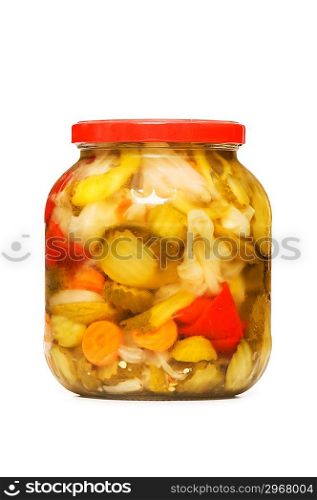 Pickles jar isolated on the white background