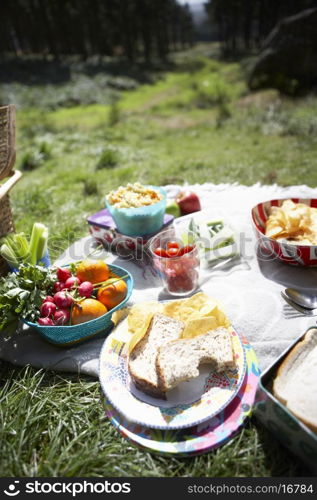 Picnic Food Laid Out On Blanket