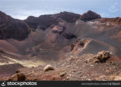 Pico do Fogo volcano crater in Cha das Caldeiras, Cape Verde, Africa. Pico do Fogo crater, Cha das Caldeiras, Cape Verde