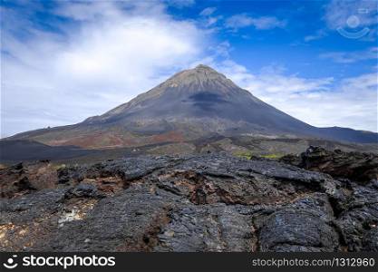Pico do Fogo volcano in Cha das Caldeiras, Cape Verde. Pico do Fogo, Cha das Caldeiras, Cape Verde