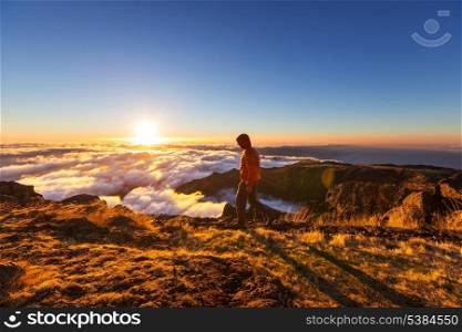 Pico Ruivo and Pico do Areeiro mountain peaks in Madeira, Portugal