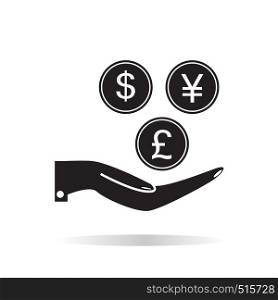 Pictograph of money in hand on white background. money in hand sign. flat style. money in hand icon for your web site design, logo, app, UI.