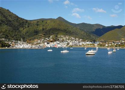 Picton, New Zealand from the deck of an approaching interisland ferry