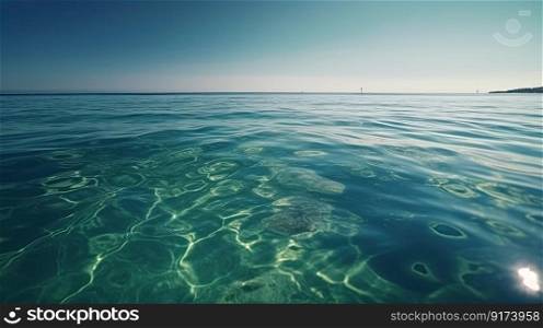 Picture a serene ocean surface on a sunny day, with calm waters by generative AI