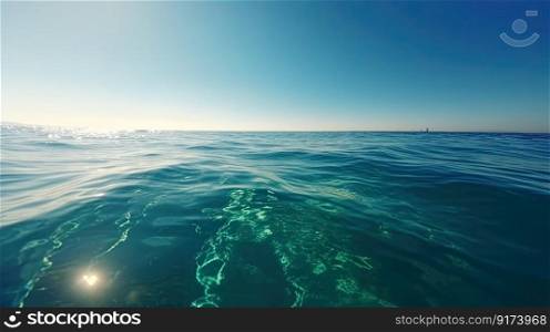 Picture a serene ocean surface on a sunny day, with calm waters by generative AI