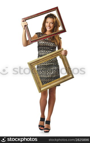 Picture frame and attractive woman