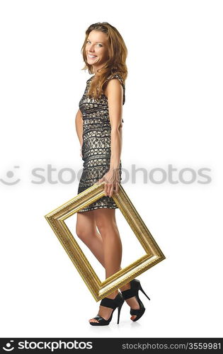 Picture frame and attractive woman