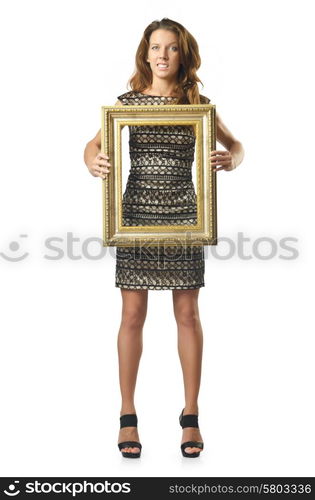 Picture frame and attractive woman