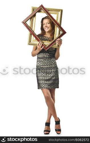 Picture frame and attractive woman