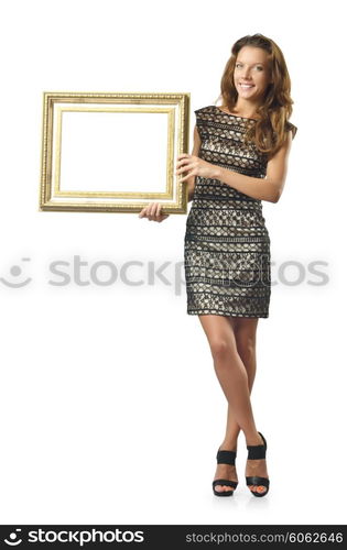 Picture frame and attractive woman