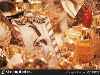 picture frame and perfumes