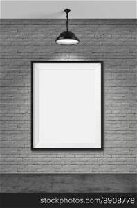 Picture frame on brick wall background. Picture frame