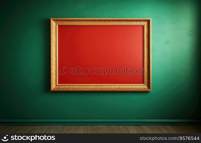 Picture frame on green paint wall