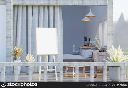 Picture frames with plant pots adorn the living room.