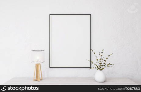 Picture frames with plant pots adorn the living room.