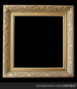 Picture gold frame with a decorative pattern on a black