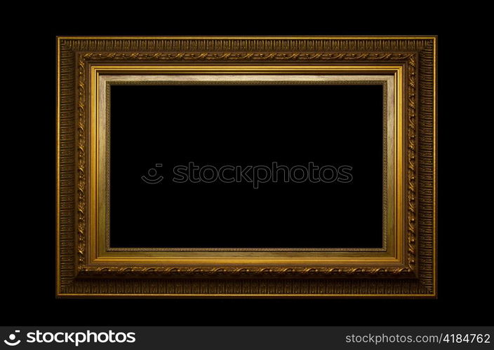 Picture gold frame with a decorative pattern on a black