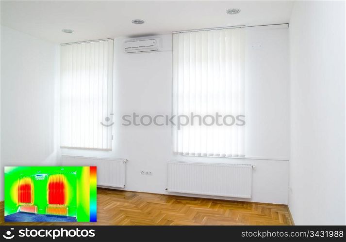 Picture in Picture Thermal Image of Empty Office Room